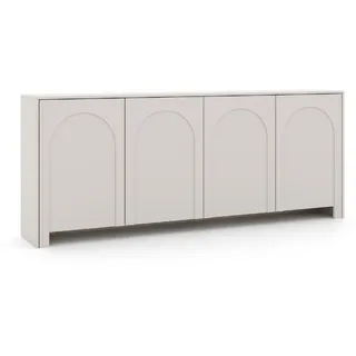 Vento 4D XXL Sideboard 204 cm Kaschmir Matt – Große Kommode mit Bogenfräsung & Push-to-Open – Design Anrichte 83 cm hoch, Extra schmal (35 cm Tiefe)