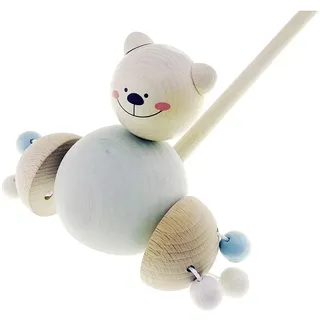 Hess Spielzeug Schiebe-Bär Natur blau