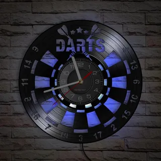 Smotly Vinyl-Wanduhr, 30,5 cm, Nachtlicht-Atmosphäre, kreatives Design der Dart-Wanduhr, geeignet für die Dekoration von Wänden. (mit Licht/Geschenk: Haken + Geschenktasche)
