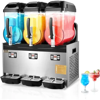 Vevor kommerzielle Slusheis Maschine 12 L x 3 Dreifachtank-Maschine für gefrorene Getränke, 144 Tassen Edelstahl Slush-Eis-Maschine mit Tastenfeld Softeis Maker