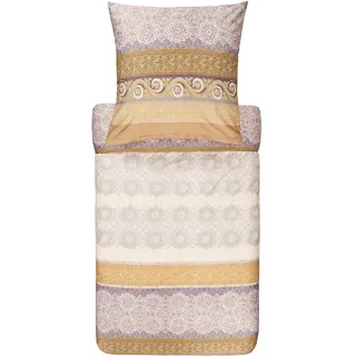 Bassetti Bettwäsche Garnitur Tremezzo V41 Beige 2 TLG. Mako-Satin mit Reißverschluss, Maße: 155cm x 220cm, 80cm x 80cm, 9320482