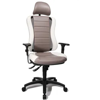 Topstar HE30P S033X Head Point RS "P4", Bürostuhl, Schreibtischstuhl, inkl. höhenverstellbare Armlehnen, Kopfstütze, Polsterung weiß/hellgrau