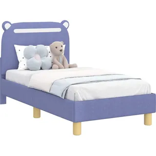 vidaXL Kinderbettgestell mit Kopfteil Jeans blau 70 x 140 cm Stoff - Blau