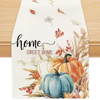 Tischläufer Herbst 40x180cm, Kürbisse Tischdecke Herbst, Tischläufer Modern/Sommer, Herbstdeko Innen und Draußen, Saisonnal Küche Tisch Deko, Thanksgiving Weihnachten Party Deko