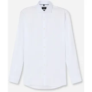 Langarmhemd OLYMP "No 6 six", Herren, Gr. 44, N-Gr, weiß, Web, Obermaterial: 97% Baumwolle, 3% Elastolefin, sehr schmal, 2-Knopf-Manschette, Hemden Langarmhemd, Royal Kentkragen, Businesshemd, super slim fit