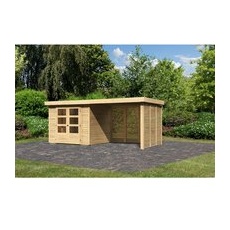 KARIBU Gartenhaus »Askola«, Holz, BxHxT: 497 x 211 x 217 cm (Außenmaße inkl. Dachüberstand) - beige