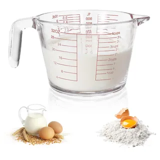 Messbecher Glas 1000ml,Messkrug Borosilikatglas, hitzebeständiges Glas mit Griff,Mikrowellen geeignet für Labor Küche Waschmittel Chemikalien