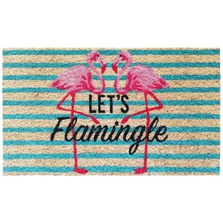 Banzaii Fußmatte aus Kokosfaser 40 x 70 cm mit Rutschfester Unterseite für den Außen - oder Innenbereich - Flamingo