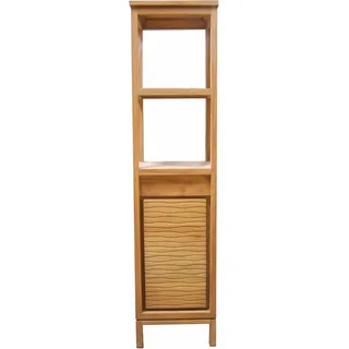 Teako Design Badschrank Plotina aus Teakholz - Hochschrank 180cm mit viel Stauraum für Badezimmer