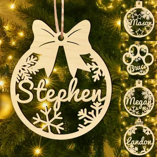 Personalisierte Weihnachtsbaum Deko Holz Mit Namen, Weihnachtskugeln Personalisiert Weihnachtsbaum Schmuck Anhänger Christbaumschmuck Weihnachtsanhänger Holz Geschenke Weihnachten