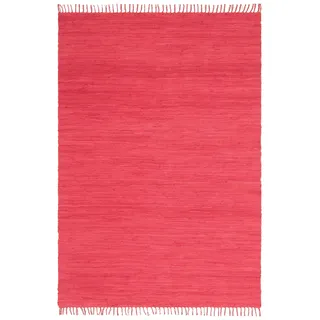 OTTO home Wollteppich »Ares« rechteckig 5 mm Höhe Uni Farben, handgewebt, mit Fransen, reine Baumwolle, waschbar, Läufer, rot
