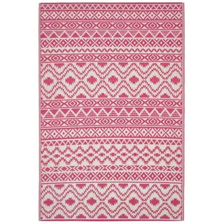 Homescapes Outdoorteppich Tia mit Ethno-Muster 150/240 cm , Pink , Kunststoff , Rechteckig , 150x240 cm , Global Recycled Standard (Grs) , Teppiche und Böden, Teppiche, Outdoorteppiche