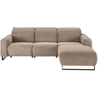 Hom`in Ecksofa , Taupe , Metall , Ottomane rechts, L-Form , 266x180 cm , Blauer Engel, Goldenes M, Oeko-Tex® Standard 100, DGM-Klimapakt , Typenauswahl, Fußauswahl, Lederauswahl, Stoffauswahl, seitenverkehrt erhältlich, Hocker erhältlich, Rücken echt , Wohnzimmer, Sofas & Couches, Wohnlandschaften, Ecksofas