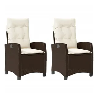 vidaXL Gartensessel mit Kissen 2 St. Verstellbar 0 x 0 x 0 cm braun