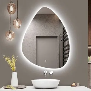 FENOMÉ Rocks Organisch Badspiegel – LED‐Beleuchtung & Anti‐Beschlag – 75 × 100 cm