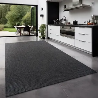 TT Home Teppich Für Outdoor Küchenteppich Balkon Terrasse Unifarbenes Design Modern Größe 300x400 cm - Grau