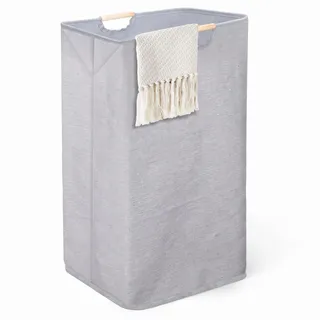 Zivacate Wäschekorb Grau 100L, XL Wäschesammler mit Griffen, Faltbarer Wäschesack aus Leinen Laundry Basket Extra Groß Wäschetonne 74x41x33cm Wäschebox für Schlafzimmer Badezimmer Schlafsaal