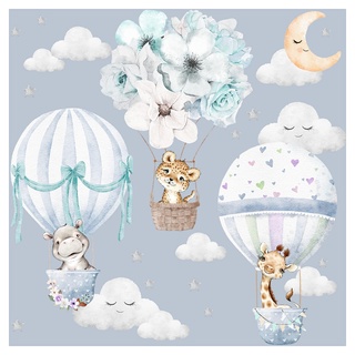 Little Deco Wandtattoo Wandsticker Kinderzimmer Tiere Heißluftballon Wandaufkleber Blumen Wanddeko Spielzimmer Babyzimmer Wandbild Kinder Mädchen Junge DL659