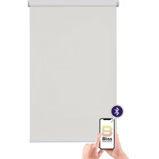 SUNLINES Elektrisches Rollo »New York« Lichtschutz Sichtschutz mit Bohren freihängend appgesteuert via Bluetooth, mit Motor und Akku, weißer Fallstab,