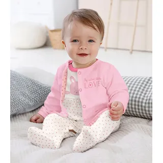 Kidsworld Strampler, Jäckchen & Mütze »3tlg Baby-Set, für kleine Mädchen« Set, 3, 3 Stk. aus Bio-Baumwolle, rosa
