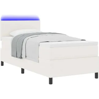LED Boxspringbett Creme und Weiß 100 x 200 cm Cordstoff - Creme