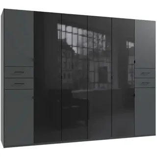 WIMEX Drehtürenschrank WIMEX "Danzig", schwarz Graphit, lange durchgängige türfronten glas schwarz), B:270cm H:208cm T:58cm, Spanplatte, Schränke, Drehtürenschrank, mit Schubladen auf bequemer Höhe, mit Glastüren