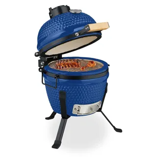 Kamado-Grill – Holzkohle-Barbecue – Keramischer Grill – Rundgrill – Outdoor-Ofen – Rot – Durchmesser 32 cm