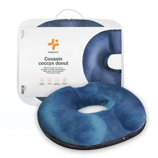 Inphysio Steißbeinkissen in Donutform - Orthopädisches und ergonomisches Kissen aus Memory-Schaum - Stuhlkissen Büro, Auto - Rückenschmerzen, Schwangere, Hämorrhoiden - 45x40x7 cm