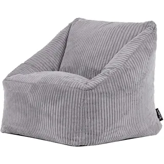 I.C.O.N. Icon Natalia Sitzsack Kinder, Grau, Flauschiger Cord Stoff, Sitzsack Cord mit Füllung, Bequemer Kinder Sessel, Kuschelsessel, Lese Sessel, Schlafzimmer, Kinderzimmer, Spielzimmer