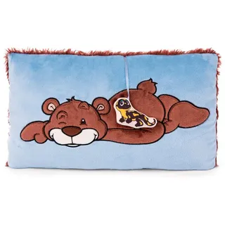 NICI Kissen Bär Malo 43 x 25 cm – rechteckiges Kuschelkissen aus weichem Plüsch, Dekokissen mit niedlichem Teddybär für Kinder & Erwachsene, 48788, tolle Geschenkidee, braun