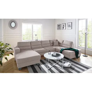 TRENDMANUFAKTUR Wohnlandschaft »Chamber, zeitlos&modern, hoher Sitzkomfort, Breite 310cm, U-Form« wahlweise mit Schlaffunktion, beige