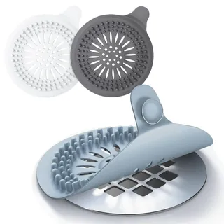 LAPLBEKE 3 Stück Abflusssieb Silikon, Dusche Haarfänger mit Saugnäpfen, Haarsieb Dusche, Abfluss Sieb Sink Strainer für Küche, Dusche, Badewanne