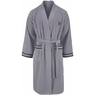 Bruno Banani Herrenbademantel "Roy, ideal für Sauna & Spa, Standardlänge & Überlänge" 1 Stk. farblich abgesetzten Streifen, Bademantel, S-3XL, auch in extra lang, grau