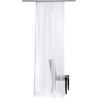 Gardine HOMING "Glendale" Gr. 3, weiß, B:600cm H:145cm, Polyester, Gardinen, Gardine, Kräuselgardine, weiß, transparent, Makrame, Wohnzimmer, Schlafzimmer