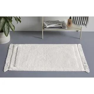 Badematte "Tamsin, Badvorleger, Badezimmer Teppich" Gr. 5, weiß, H:20mm, Baumwolle, LEGER HOME BY LENA GERCKE, Badematten, Badematte, mit Fransen, Badteppich, Badematte, Baumwolle