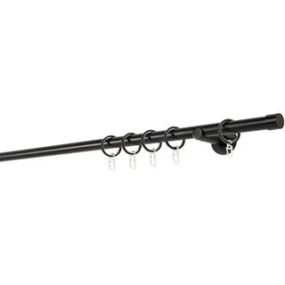 Vorhangstangenset , Schwarz , Metall , 48-teilig , 350 cm , Heimtextilien, Vorhänge, Vorhangstangen, Vorhangstangenset