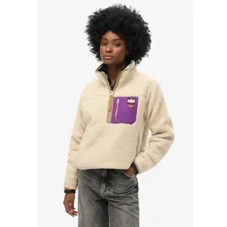 Superdry für Damen. W2012343A Vintage Retro beige halber Reißverschluss Fleece (L), Lässig, Polyester
