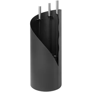 raik Kaminbesteck Fritz 3-teilig aus Stahl Kamingarnitur schwarz mit Edelstahlgriffen Schaufel Besen und Schürhaken minimalistisch und modern 61 cm