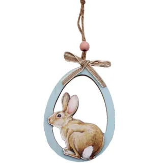 Osterhase in Eierdekoration 11cm Blau Hängender Raumdekoration
