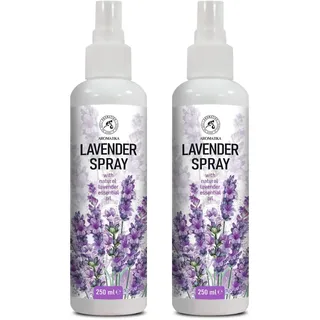 Raumspray Lavendel 2x250 ml - Aromatisches Spray - Kissenspray | Aromaspray mit ätherischem Lavendelöl, Leinenspray, Raumduft, Lavendelduft, Duftspray für Zuhause, Wohnraum, Schlafzimmer
