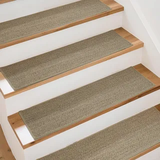 Art3d Stufenmatten Treppenstufen Matten 20 X 76 cm Treppenteppich Selbstklebend Sicherheit Stufenteppich 15 Stück Ideal für Kinder, Älteste und Haustiere Leinenoptik-Beige