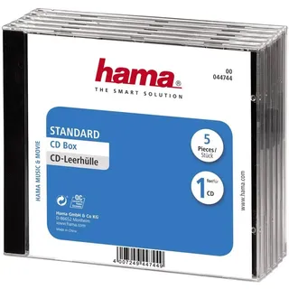 Hama CD-Leerhülle, Standard, 5er-Pack, transparent-schwarz | CD-Leerhülle transparent-schwarz