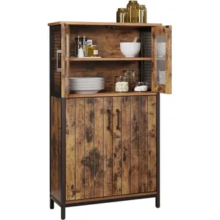 Songmics Sideboard Daxton mit Glastüren Braun-Schwarz