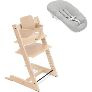 Stokke Tripp Trapp Hochstuhl mit Neugeborenen Aufsatz, Buchenholz Natur | Hochstuhl für Baby mit Aufsatz, ab 6 Monaten mit Sitz, mitwachsend bis ins Erwachsenenalter, verstellbar & ergonomisch