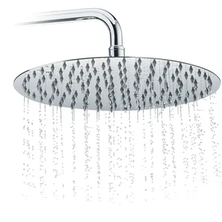 Relaxdays Duschkopf Regendusche rund, 300 mm, Edelstahl, Spiegeleffekt, Hochglanz, rain shower 1/2 Zoll, silber