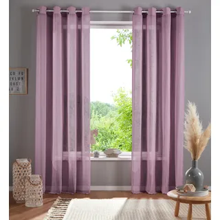 Home affaire Gardine »Mara«, (1 St.), transparent, Leinen Optik, monochrom, basic Home affaire rose 245 cm