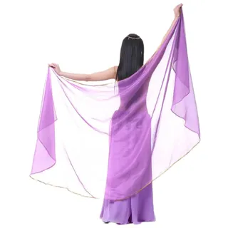 Wambere 250cm x 120cm Halbkreisschal Halbrunder Chiffon Handschal Bauchtanzschal Damen Bauchtanz Accessoires Handtuch Bauchtanz Schal Schleier Bauchtanz Garnwerfen Bauchtanz Schleiertanz,Helles Lila