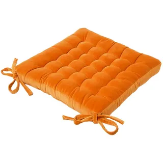 Homescapes Stuhlkissen Samt orange 40/40/5 cm , Textil , Quadratisch , 40x5x40 cm , Oeko-Tex® , Heimtextilien, Wohntextilien, Sitzkissen