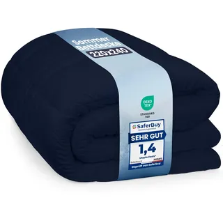 Utopia Bedding Bettdecke 220 x 240 cm, leichte Bettdecke mit Polyesterfüllung für 4 Jahreszeiten, Mikrofaser, 2 Personen (Marineblau)