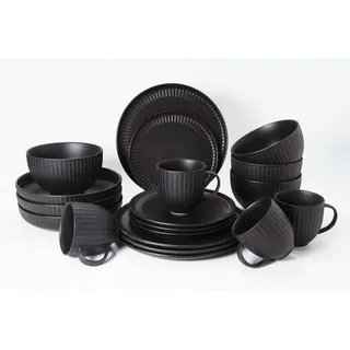 Novel Kombiservice , Schwarz , Keramik , 20-teilig , 350 ml,350 ml,1000 ml , Lfgb , Geschirr, Geschirrsets, Kombiservice